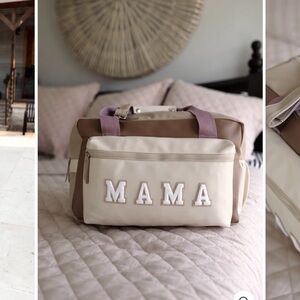 Mama Beige and Brown Tote Bag